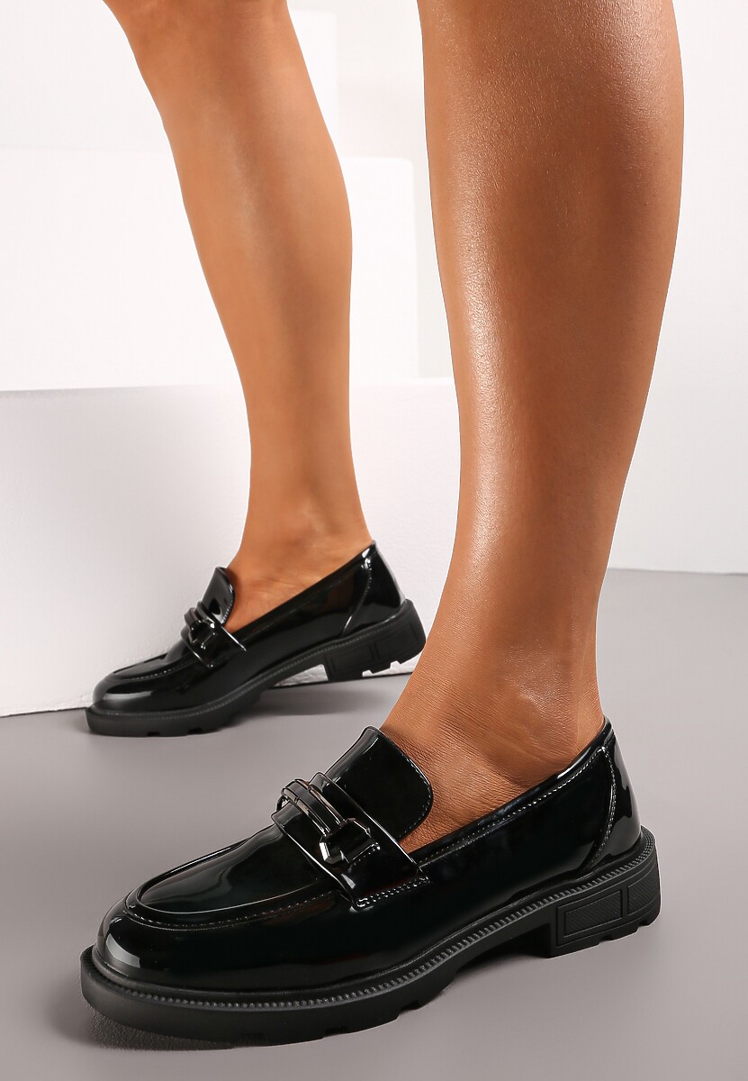 Mocasini Negri cu Cataramă și Brant din Piele Naturală Olice 1