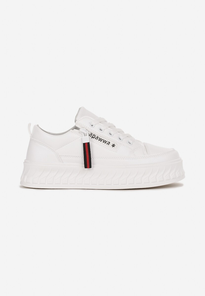 Białe Buty Sportowe Sneakersy na Żłobionej Platformie ze Skórzaną Wkładką Oilitana 1