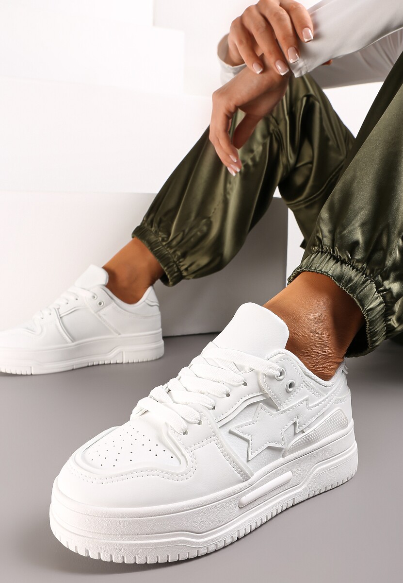 Białe Sneakersy przed Kostkę na Grubej Podeszwie Zhevnel 1