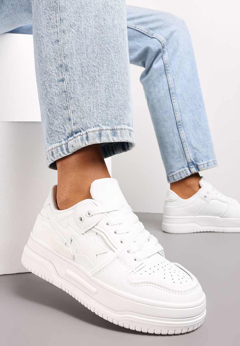 Białe Sneakersy przed Kostkę na Grubej Podeszwie Zhevnel 2