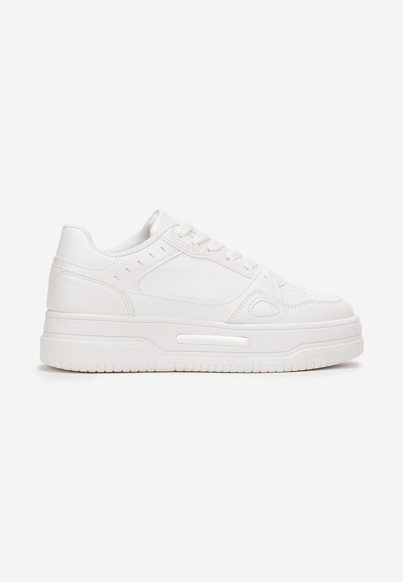 Białe Sneakersy na Grubej Podeszwie z Przeszyciami Utire 3