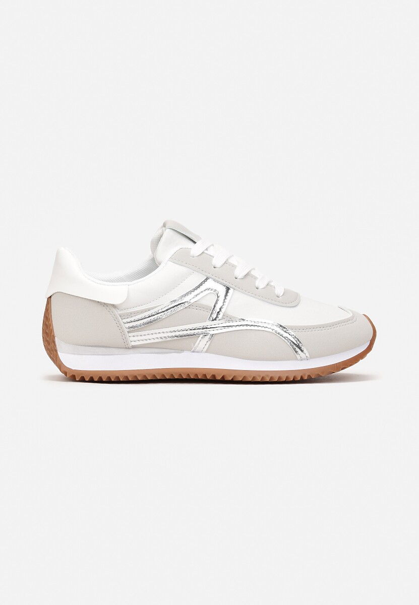 Srebrne Sneakersy przed Kostkę z Sznurowaniem Virani 3