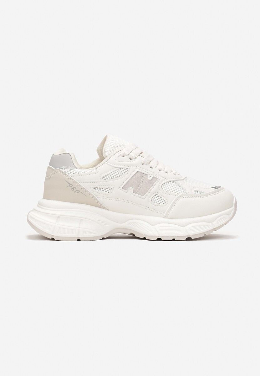 Beżowe Sneakersy przed Kostkę na Grubej Podeszwie Sizen 3