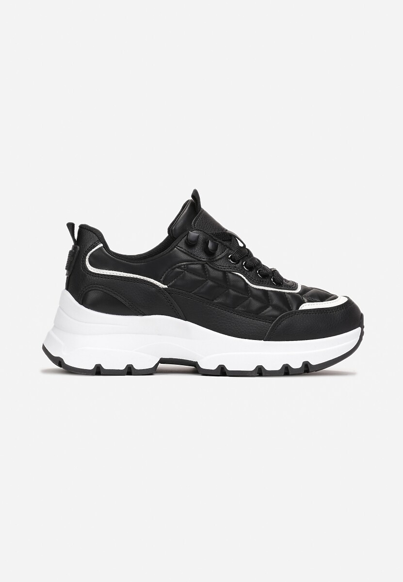 Czarne Sneakersy z Pikowaniem na Grubej Podeszwie Britten 3