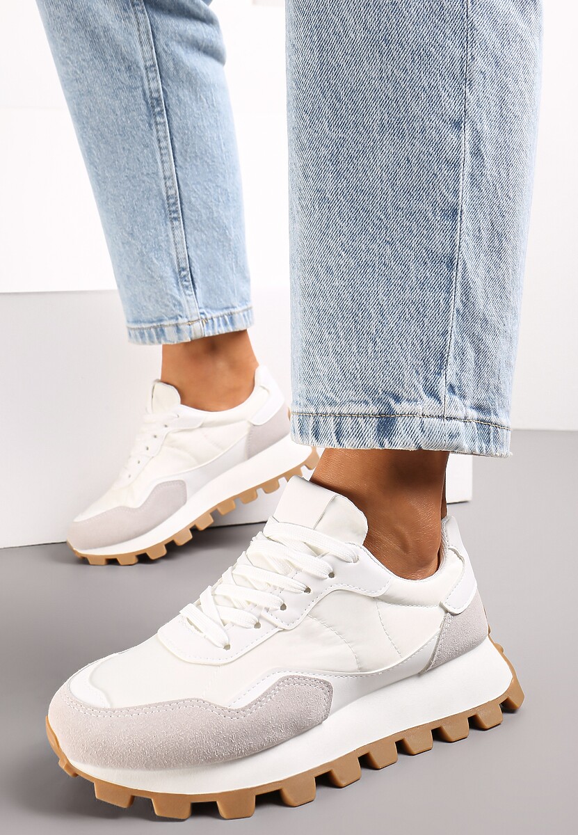 Białe Sneakersy przed Kostkę na Grubej Podeszwie Kapprine 2