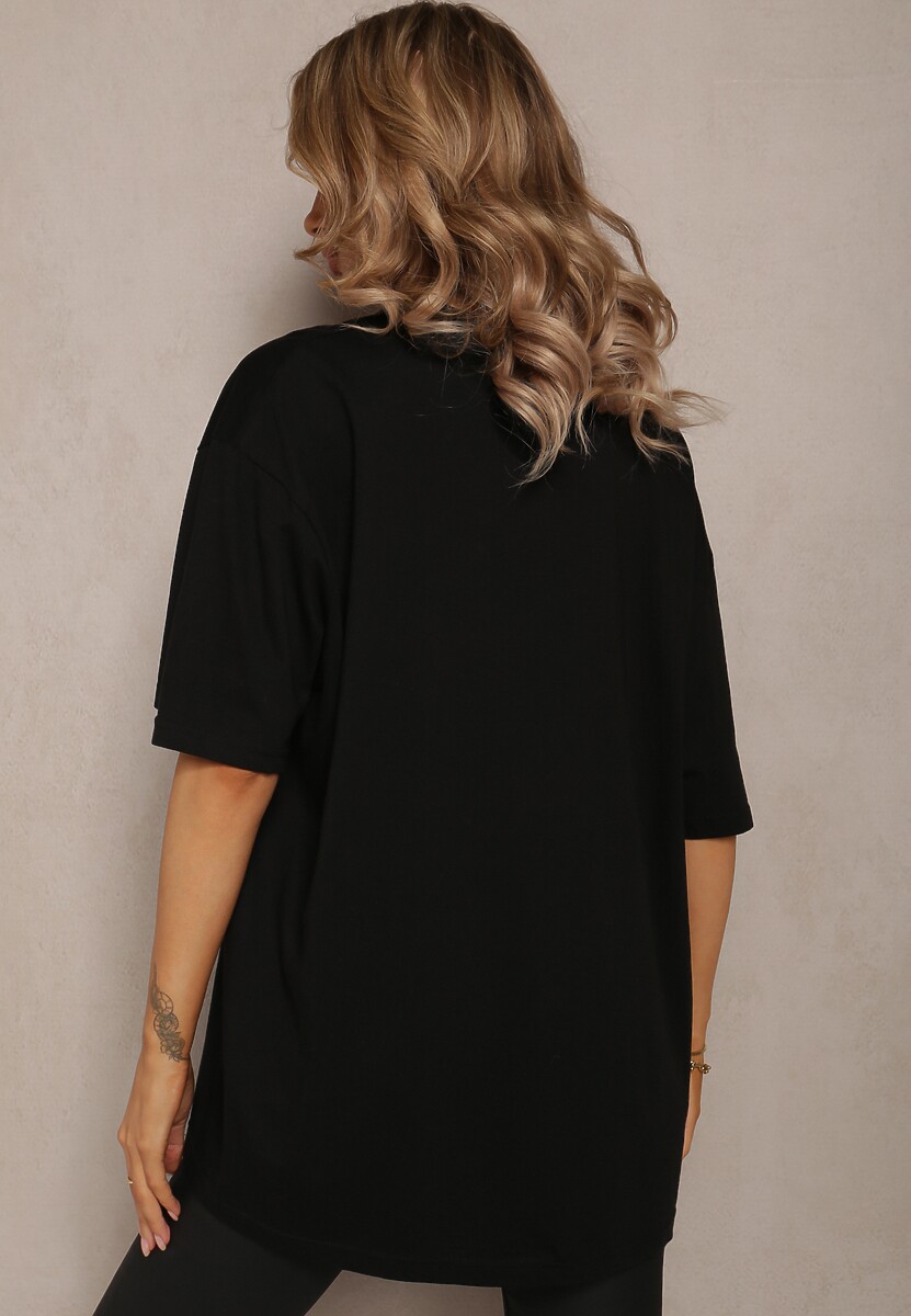 Czarny Bawełniany T-shirt Oversize Thenika 3