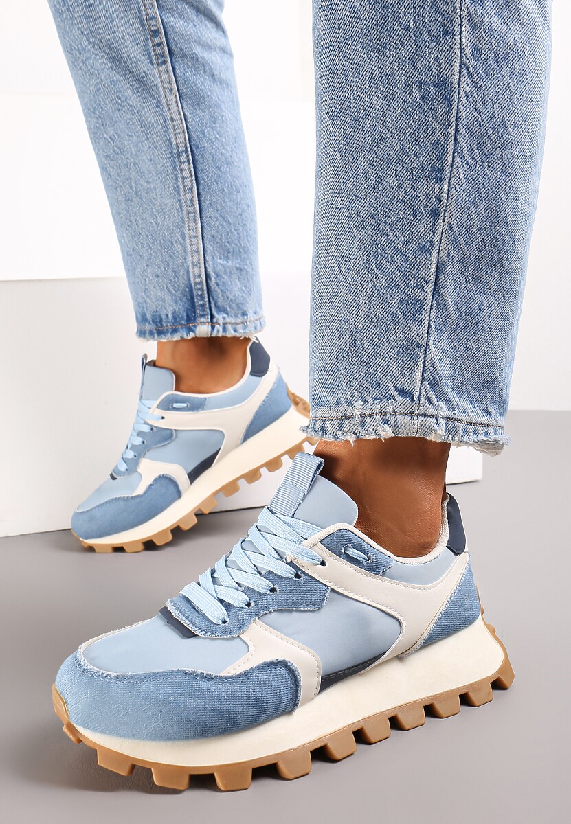 Niebieskie Sneakersy przed Kostkę na Grubej Podeszwie Erianeh 1