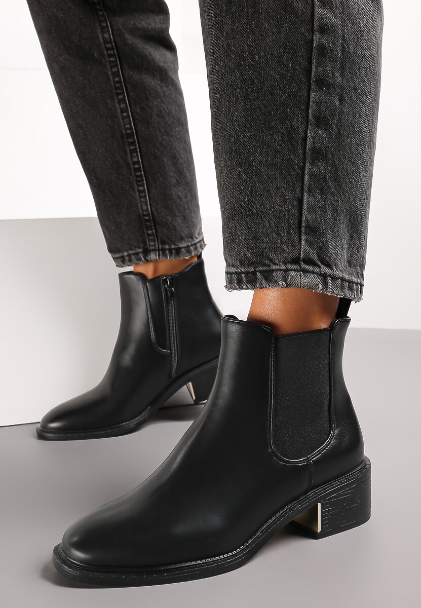 Botine Negre cu Toc Bloc Jos Koaida 2