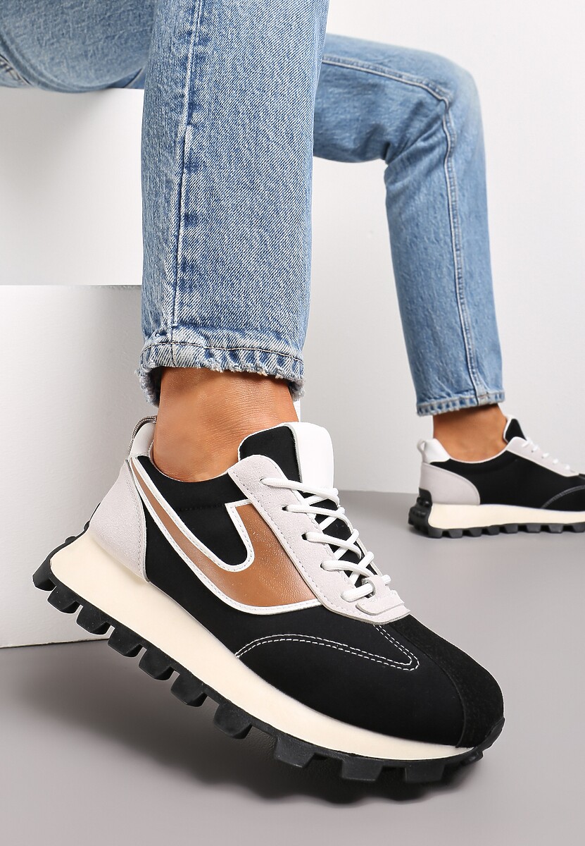 Sneakers negri cu talpă groasă Winnela 1