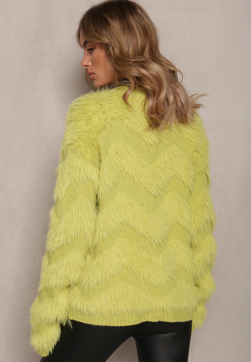 Cardigan Verde Deschis cu Nasturi din Material Pufos Ralioppe 3