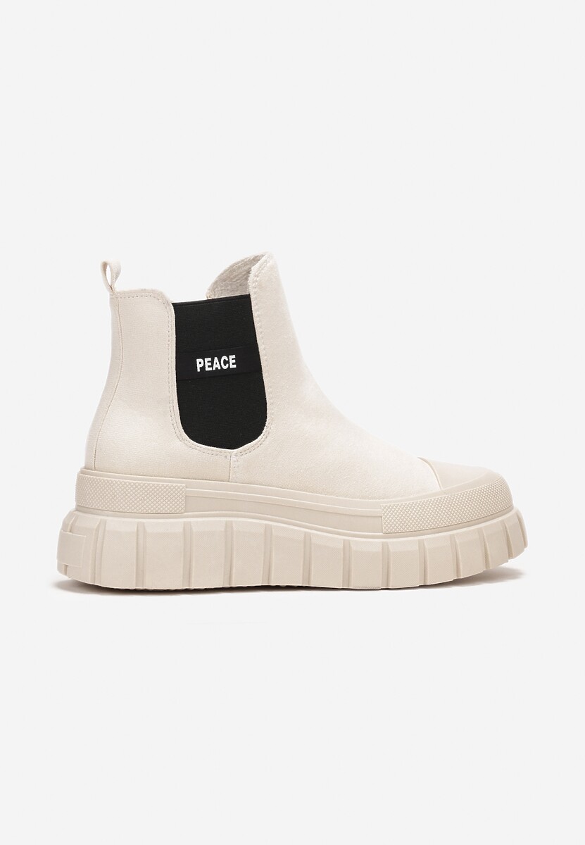 Botine beige cu imprimat decorativ și platformă Amirk 3