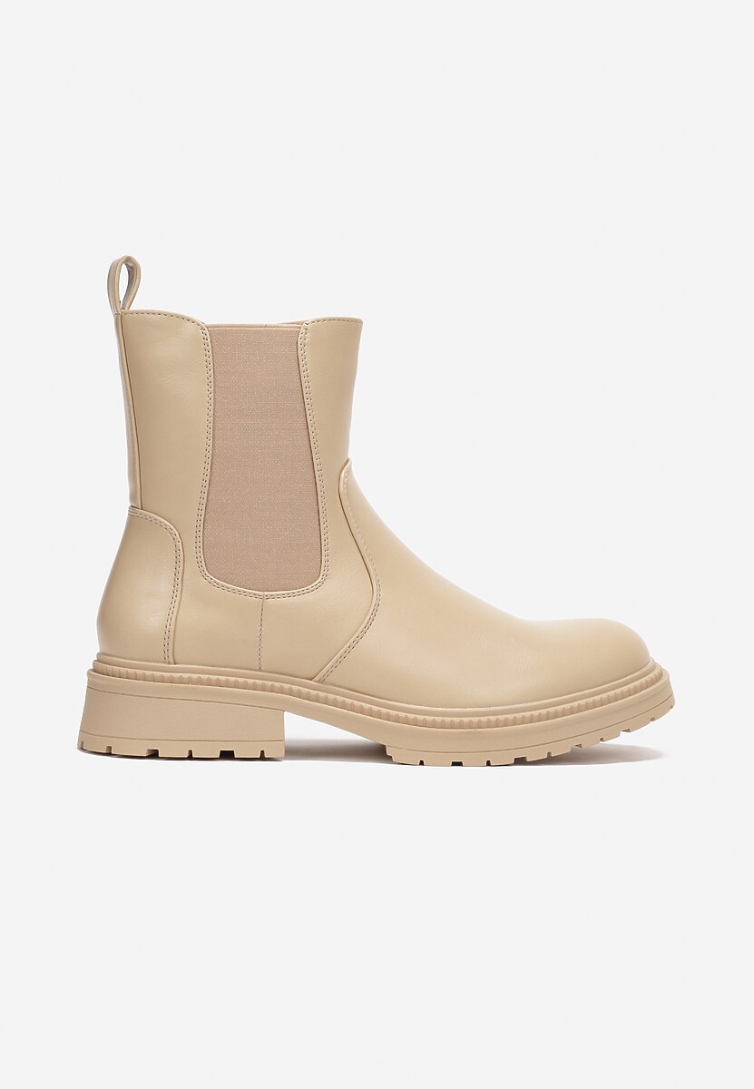 Botine bej cu insertie elastica pe lateralul tijei Berwena de la Renee.com.ro 3