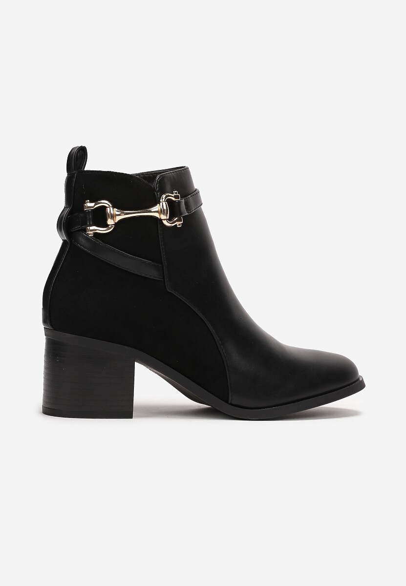 Botine Negre cu Toc Bloc De Ghetuță cu Cataramă Tamarius 3