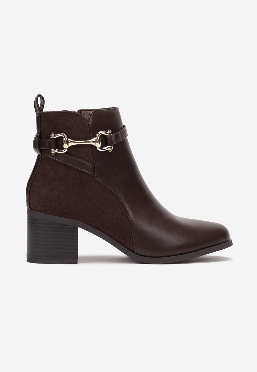 Botine maro cu toc gros cu cataramă Tamaris 3