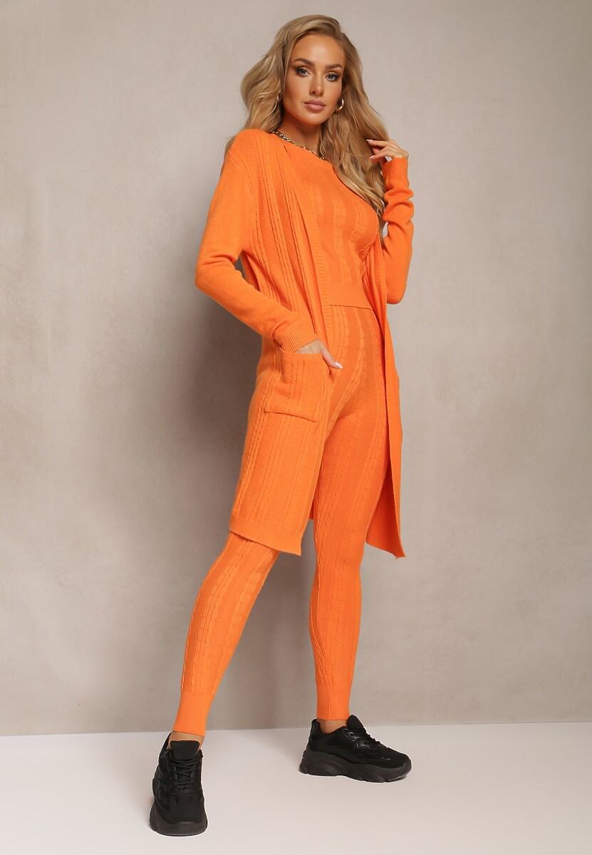 Portocaliu Set 3 Piese Din Tricot Moale Enjel 2