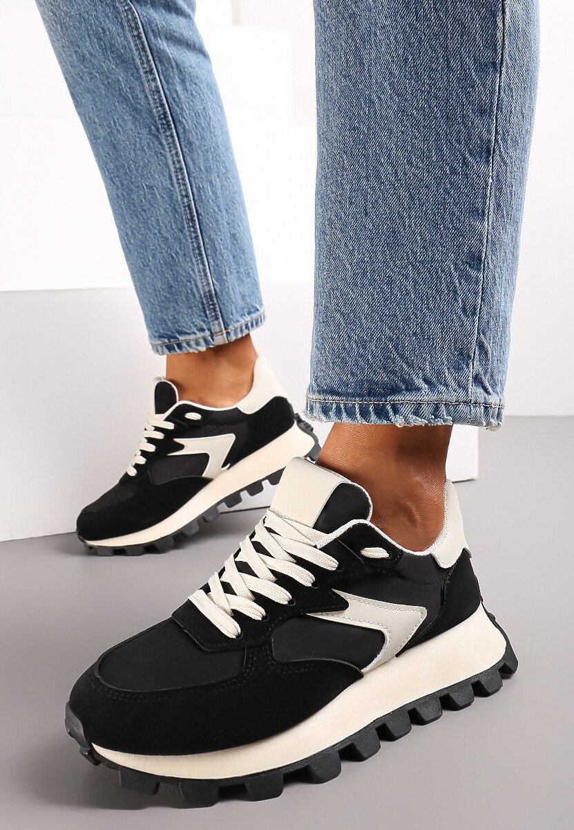 Czarne Sneakersy przed Kostkę na Grubej Podeszwie Allita 2