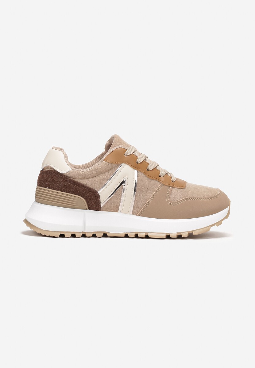 Ciemnobeżowe Klasyczne Sneakersy ze Wstawkami Bravise 3