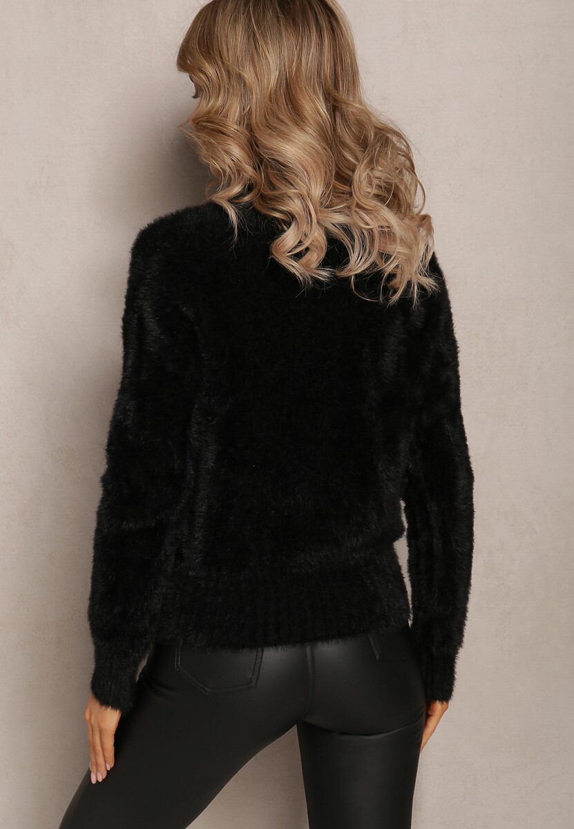 Pulover Tricot Negru Cu Fir Lung Și Guler Înalt Christiam 3