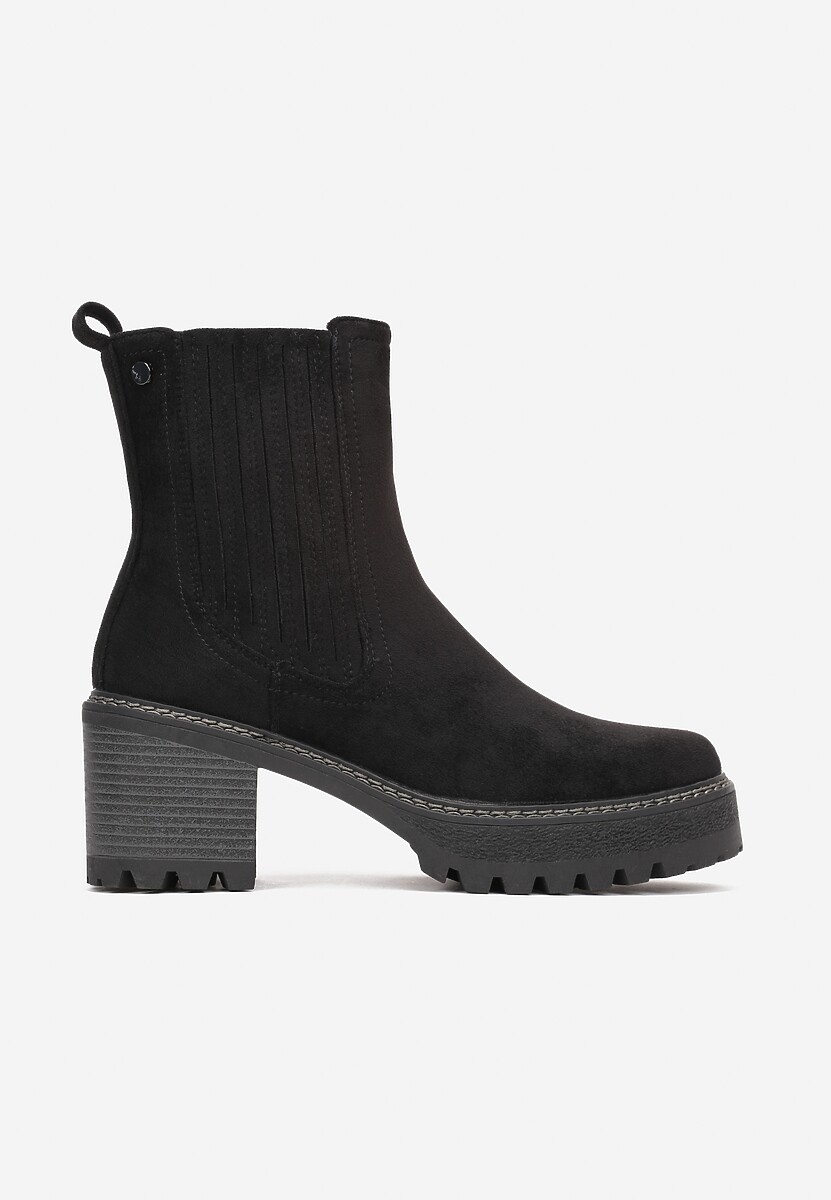 Botine negre cu toc în stil boho cu inserție elastică Eluzer 3