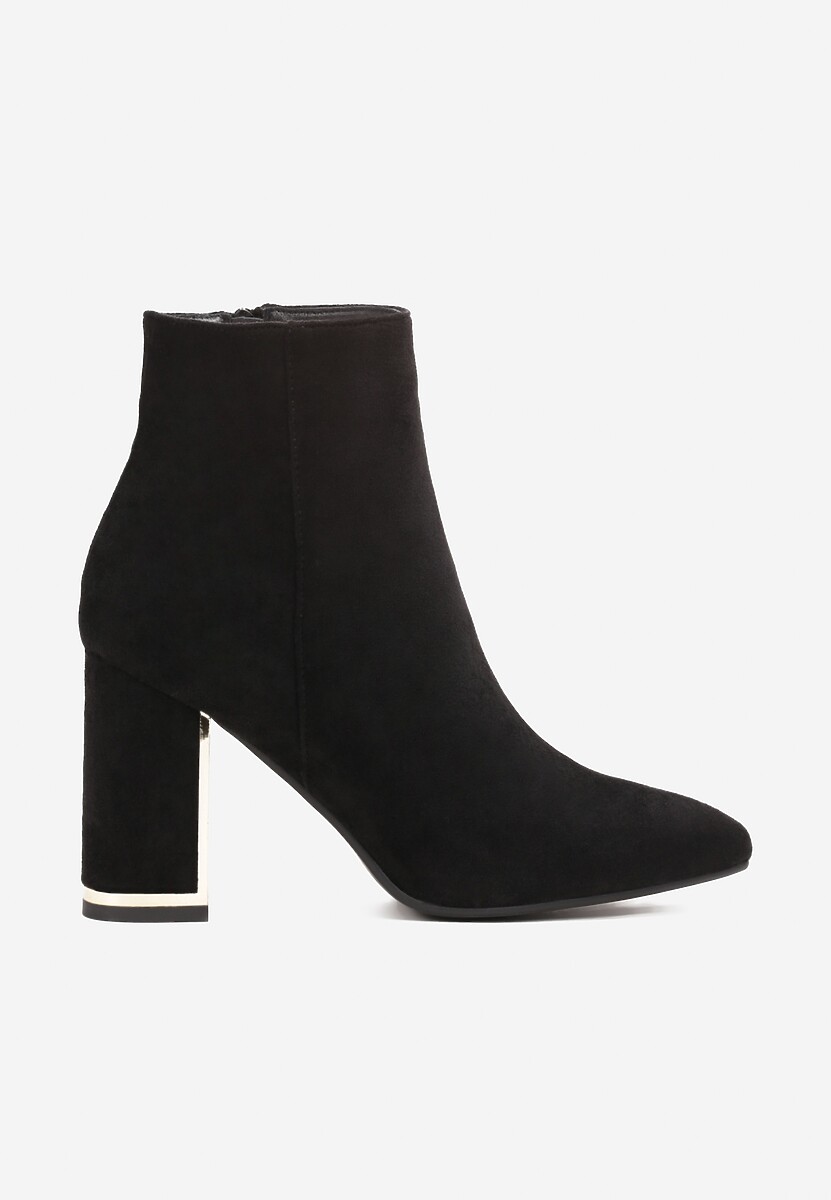 Botine negre cu fermoar din imitație de piele întoarsă cu toc bloc Heike 3