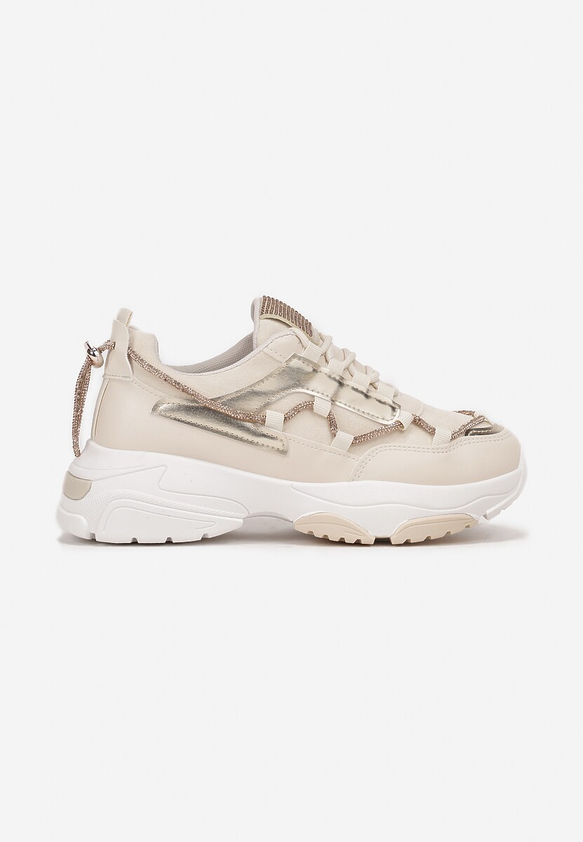 Sneakers Bej cu șiret decorativ cu zirconiu Babeset 3
