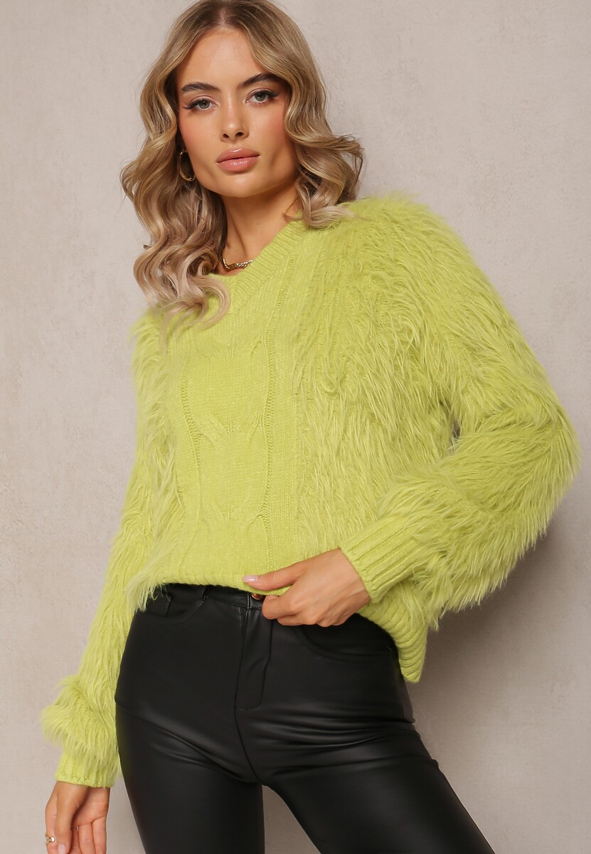 Pulover Verde Finisat cu Nervuri cu Fir Lung Kidama 1