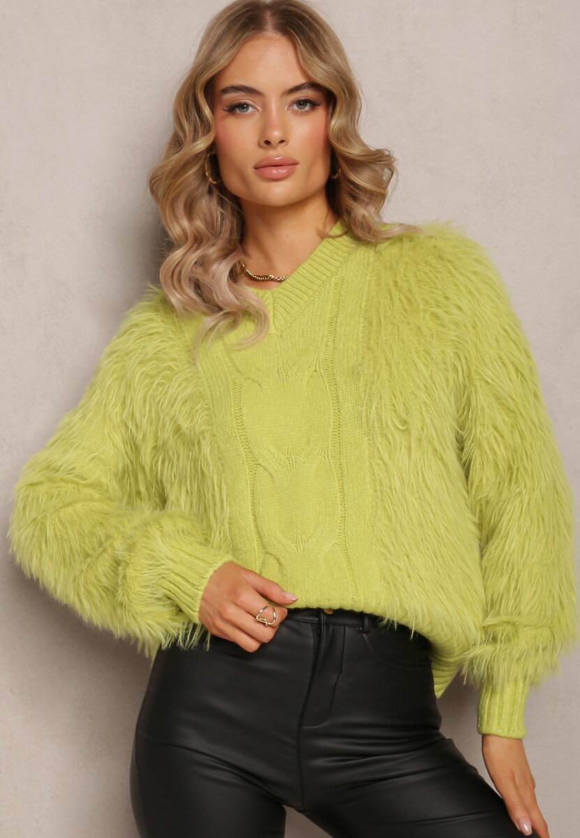 Pulover Verde Finisat cu Nervuri cu Fir Lung Kidama 2