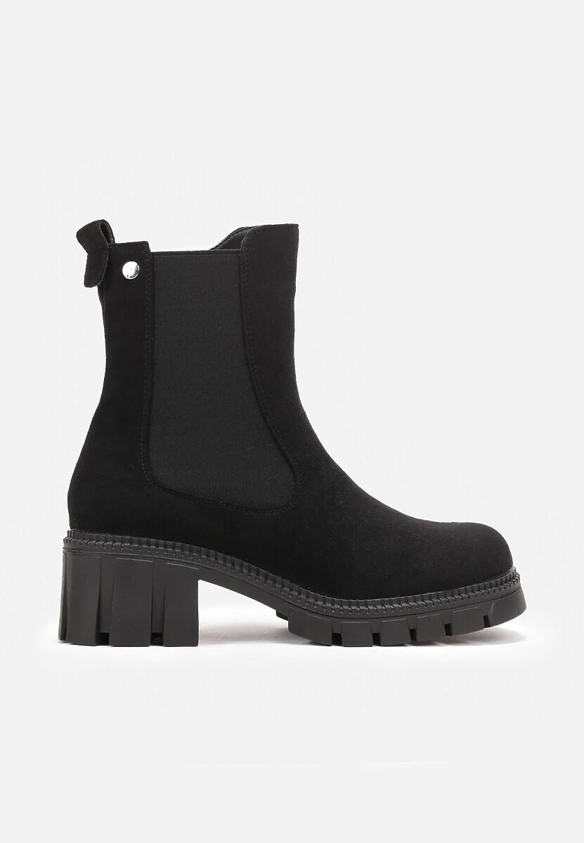 Botine Negre cu Toc Bloc și Inserție Elastică Illiria 3