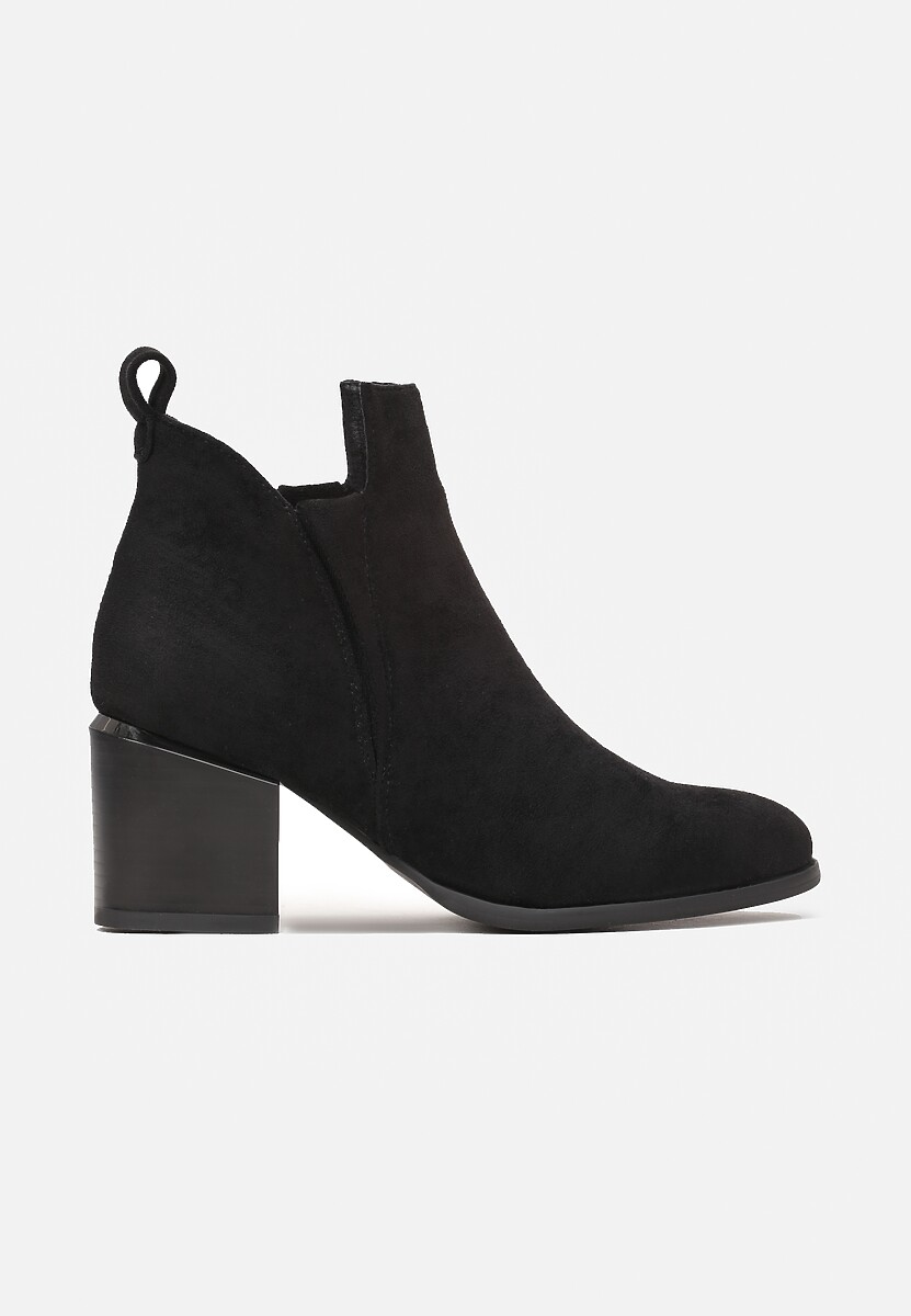 Botine negre din imitație de piele întoarsă Asmarani cu toc gros 3