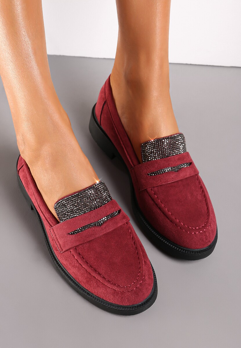 Mocasini Bordo cu Limba cu Pietre Strass Aniha 2
