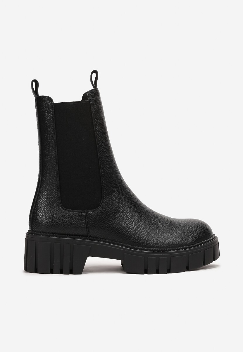 Botine negre cu platformă groasă și carâmb elastic Eloriella 3