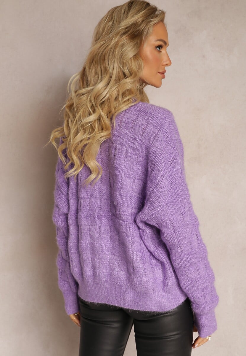 Pulover Violet Larg din Tricot Moale Misgannis 3