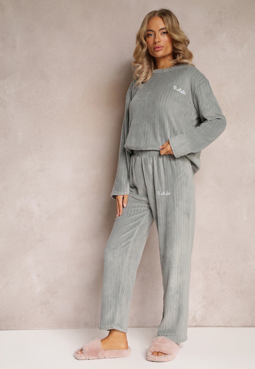 Set Pijama Gri cu 2 Piese cu Bluză cu Mânecă Lungă și Pantaloni cu Elastic Niames 2
