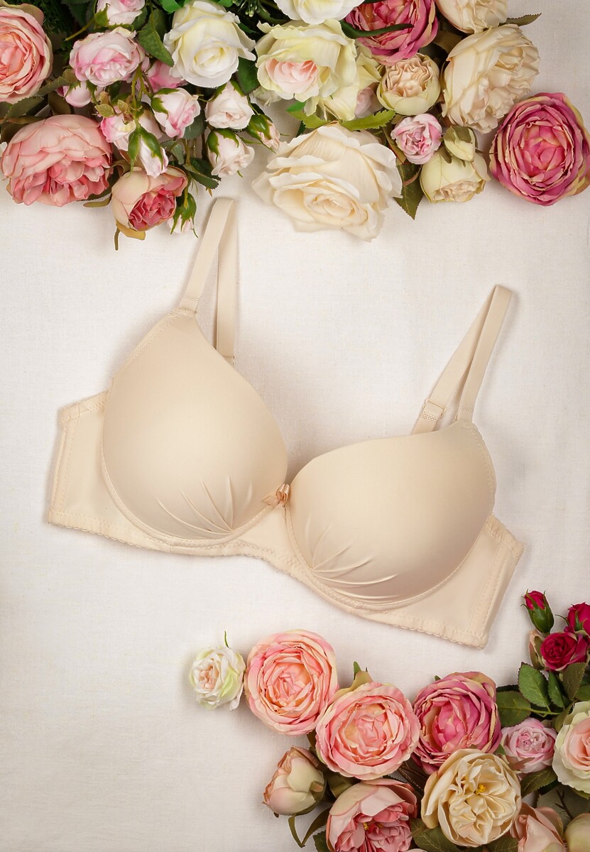 Sutien push-up bej deschis la culoare cu bretele detașabile Milore 1
