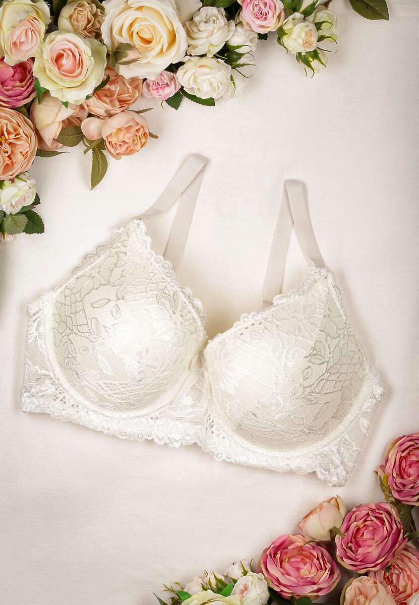 Beżowy Usztywniany Biustonosz Koronkowy Eipona 1