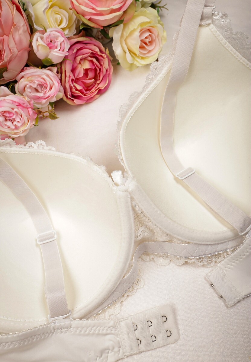 Beżowy Usztywniany Biustonosz Koronkowy Eipona 2