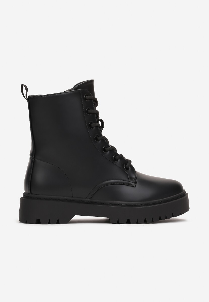 Czarne Sznurowane Botki Workery Nalita 3