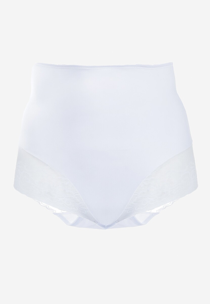 Białe Modelujące Majtki High Waist z Ozdobną Siateczką Vculen 1