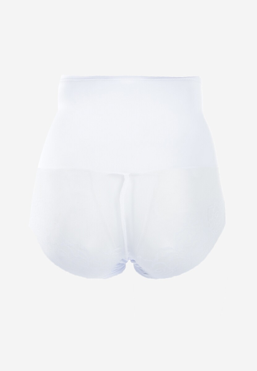 Białe Modelujące Majtki High Waist z Ozdobną Siateczką Vculen 2
