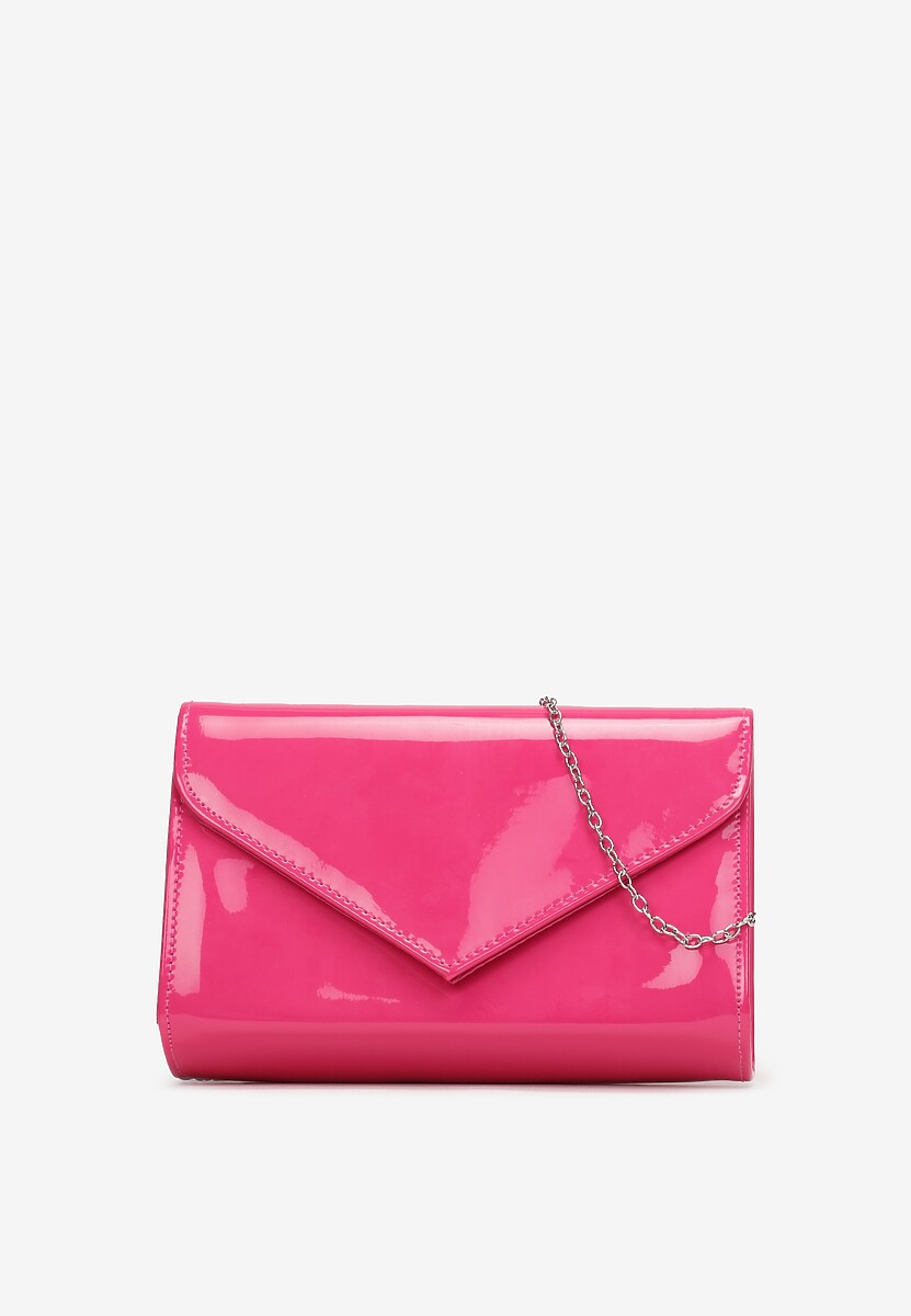 Poșetă Plic Fucsia din Imitatie de Piele Lacuită cu Lanț Bijuterie Suisetta 1