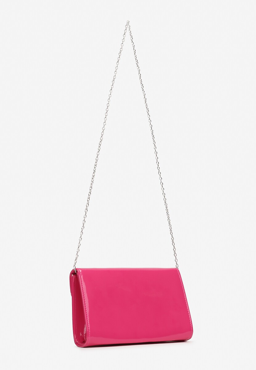 Poșetă Plic Fucsia din Imitatie de Piele Lacuită cu Lanț Bijuterie Suisetta 2