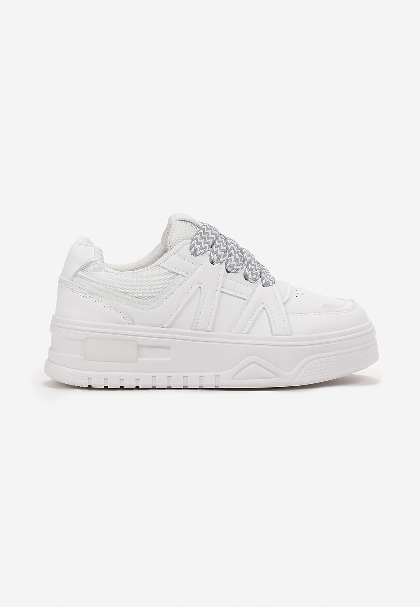 Białe Sneakersy przed Kostkę na Platformie Inovel 3