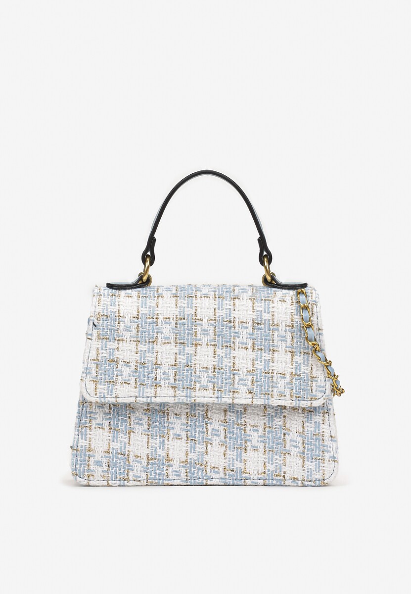 Tweed Geantă Trapezoidală cu Barete Decorative și Fir Strălucitor Duria 1