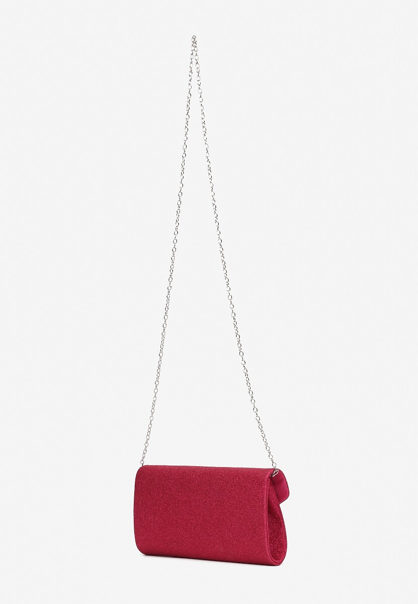 Poșetă Plic Fucsia cu Aplicație Ornamentală Floare cu Pietre Strass și Finisaj Sclipici Ceviona 2