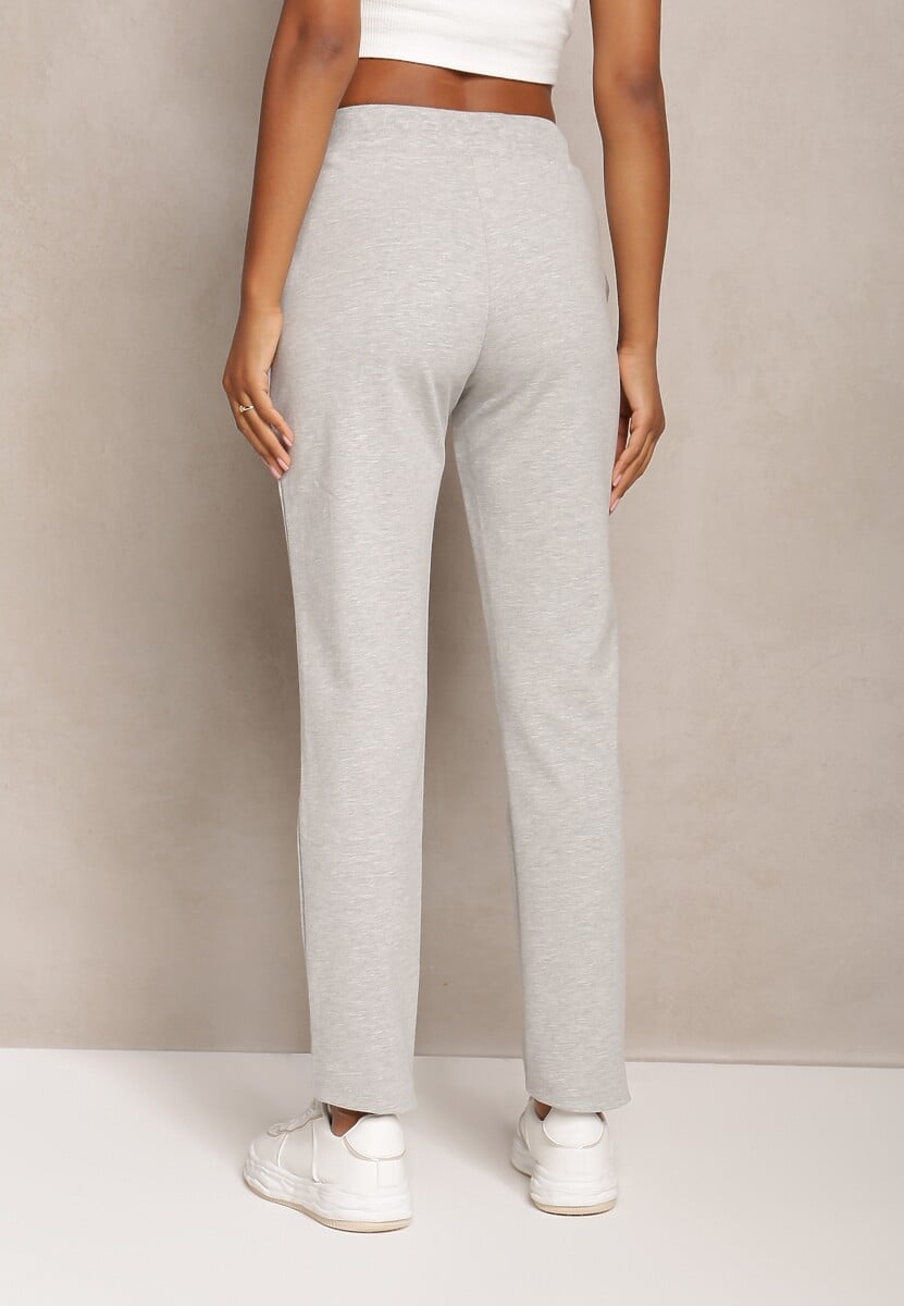 Pantaloni sport gri simpli cu bandă din satin în talie Alnureta 3