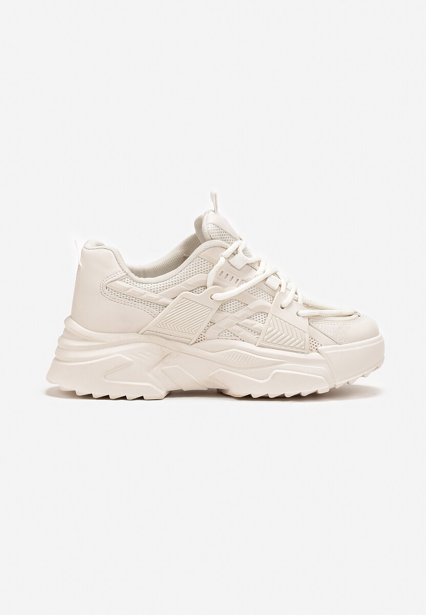 Sneakerși Bej pe Talpă Groasă cu Șiret Paciva 3