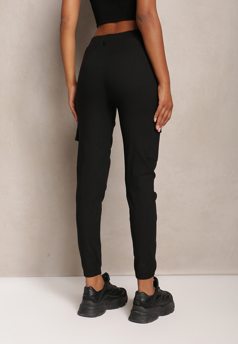 Pantaloni negri din bumbac cu elastic în talie Elan 3