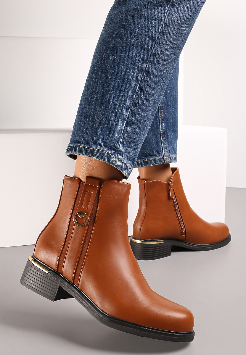 Botine Chelsea maro cu cataramă decorativă Neapole 1
