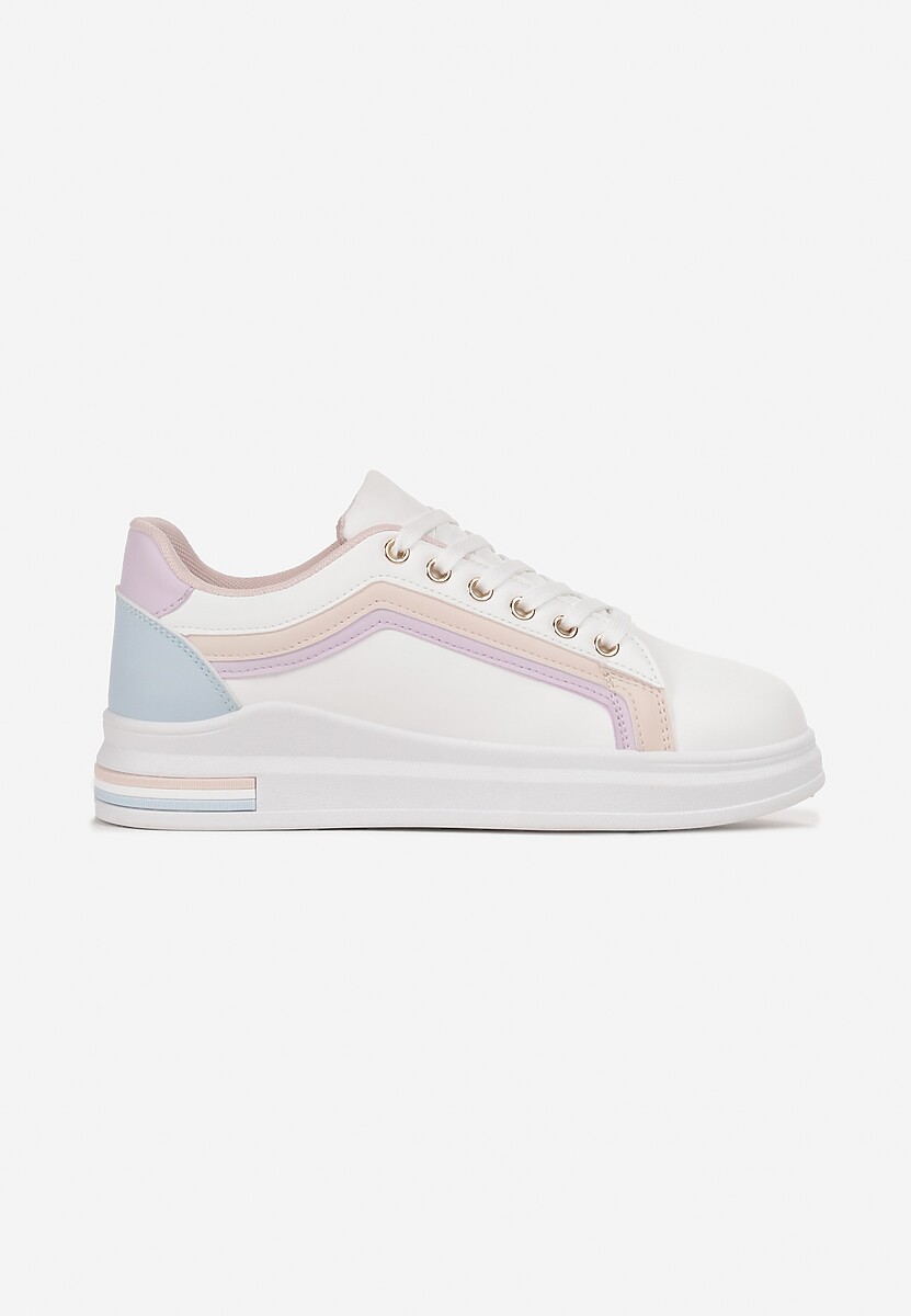 Sneakers Alb-Roz cu Sclipici pe Talpă Plată până la Gleznă Eshene 3