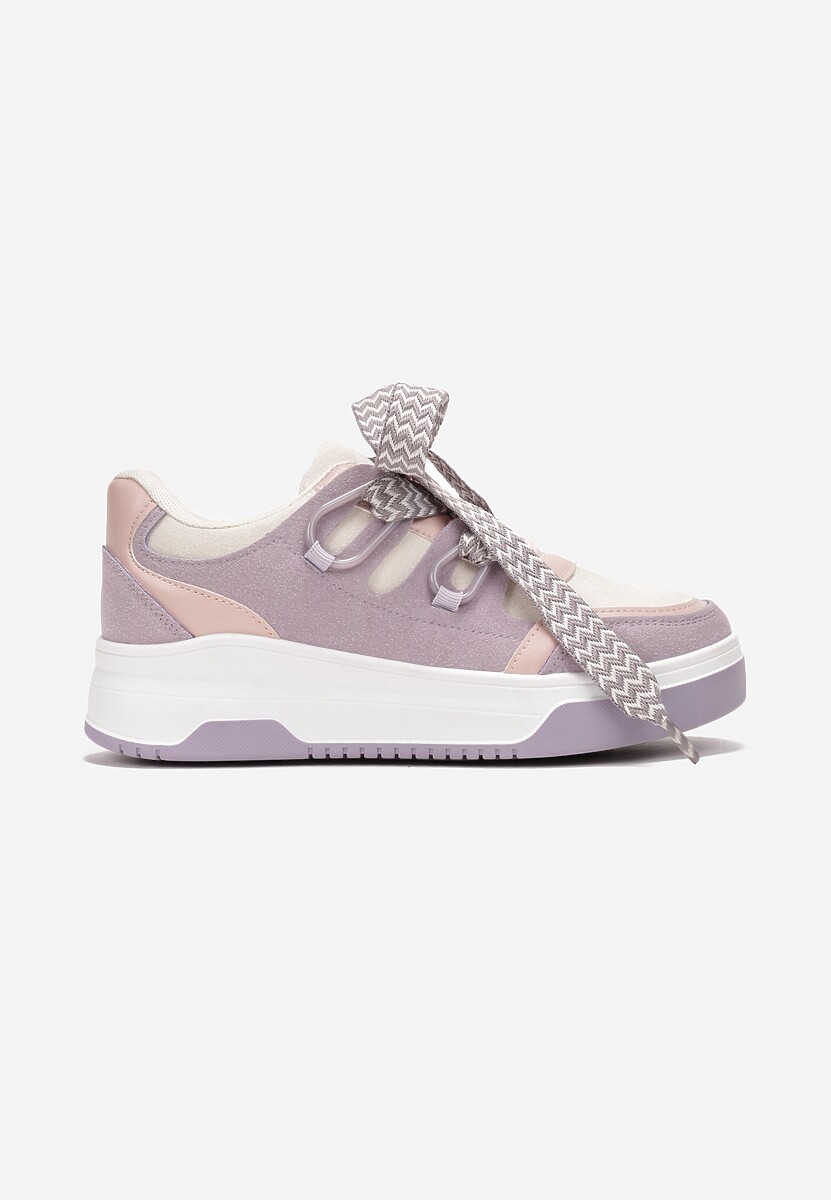 Fioletowe Sneakersy z Podwójnymi Dekoracyjnymi Sznurówkami Korban 3